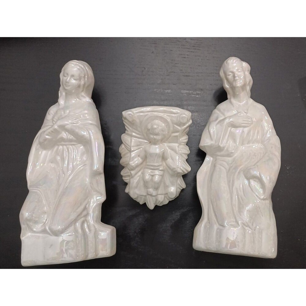 Set of 3 Ceramic Nativity Set Mary Joseph Jesus "Ceramics By Margaret" Christmas